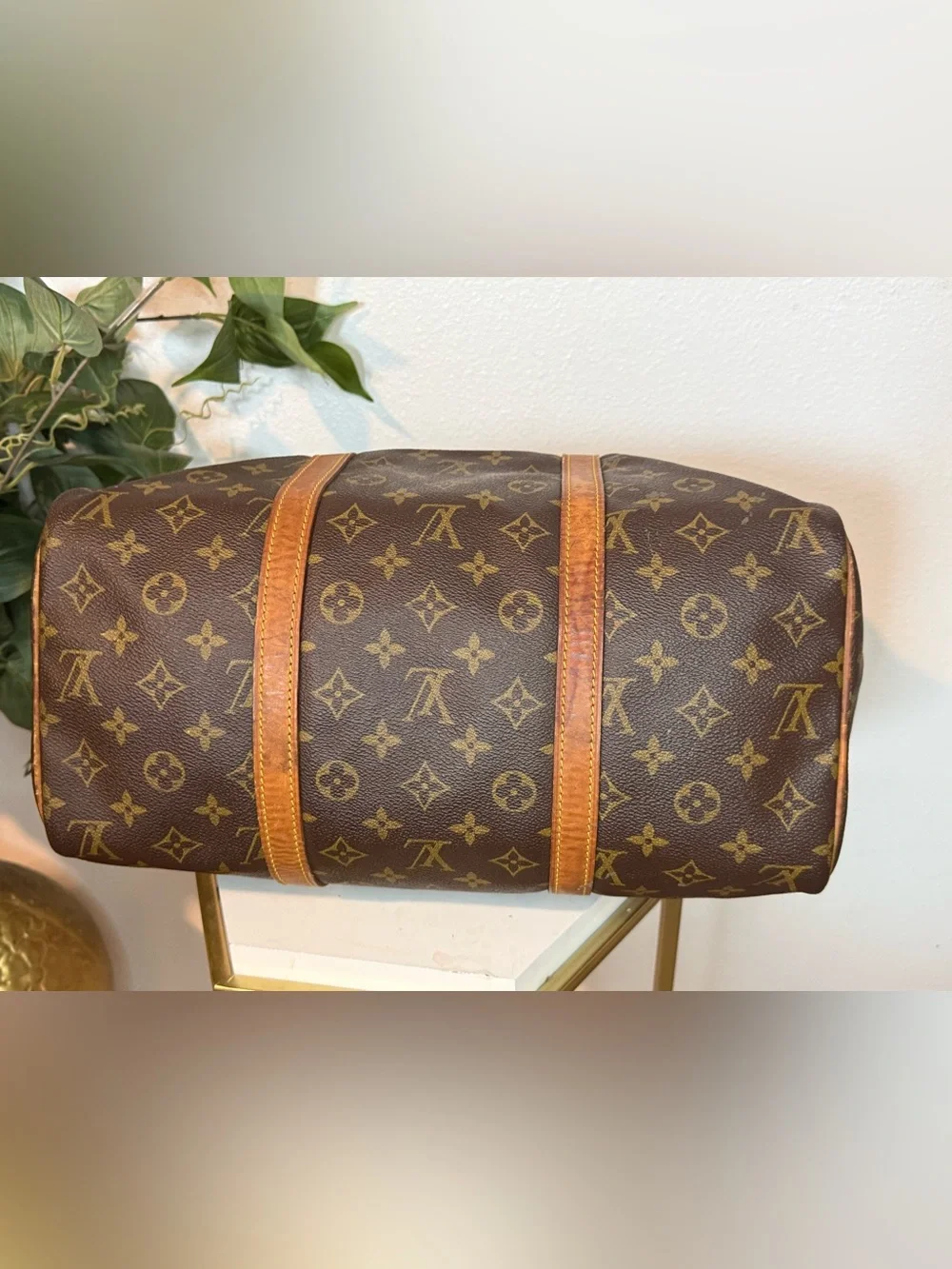 Louis Vuitton Brown Monogram Canvas Duffel with Tan Leather Trim